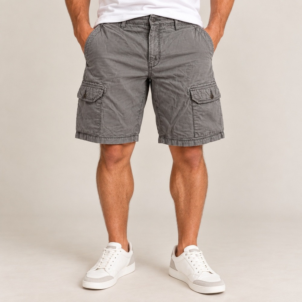 Tommy Bahama Mens Grey Pima Cotton Ripstop Cargo Shorts Size 35